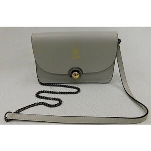 NWOT Vera Pelle Light Gray Leather Crossbody Handbag Purse.